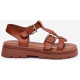 Boto Ladies Eco Leather Sandals With Buckles Camel Jeneliena | shoptok.hr