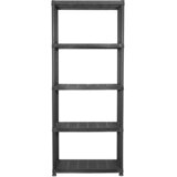 Police za pohranu s 5 razina crne 71 x 38 x 170 cm plastične | shoptok.hr