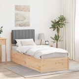 vidaXL Posteljni okvir z oblazinjenim vzglavjem Svetlo siva | Shoptok.si