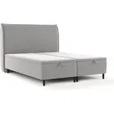 Maison de Rêve Svijetlo sivi tapecirani bračni krevet s prostorom za odlaganje 160x200 cm Pearl –