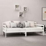  Dnevna postelja z vzmetnico 90x200 cm bela trdna borovina, (20645604) | Shoptok.si