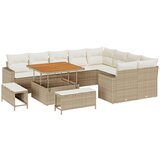 vidaXL 12-dijelni vrtni set sofa s jastučićima bež poli ratan akacija, 3-dijelni set vrtne blagovaonice s jastučićima bež poli ratan akacija Cijene