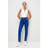 Trend Alaçatı Stili Women's Blue 5 Pocket Washed Straight Leg Jeans | Shoptok.si