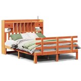 vidaXL Knjižna postelja brez vzmetnice vošč. rjava 140x190 cm borovina | Shoptok.si