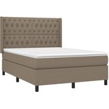  Krevet box spring s madracem LED smeđesivi 140x200 cm tkanina | shoptok.hr