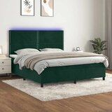 Krevet box spring s madracem LED tamnozeleni 180x200 cm baršun | shoptok.hr