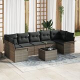 vidaXL 8-delni set vrtnih sedežnih garnitur z blazinami siva poli ratan | Shoptok.si