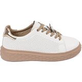Sergio Leone White and beige leather sneakers with a pin by Cene