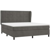  Box spring postelja z vzmetnico temno siva 160x200 cm žamet, (20895120) | Shoptok.si