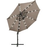  Konzolni suncobran sa šipkom i LED svjetlima 300 cm smeđe-sivi | shoptok.hr