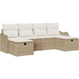 vidaXL 6-delni set vrtnih kavčev z blazinami bež poly rattan | Shoptok.si