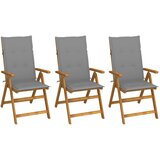 Maison Chic Zložljivi Vrtni Stoli - Stol za vrti 3 kosi z blazinami trden akacijev les JS2823, (21876350) | Shoptok.si