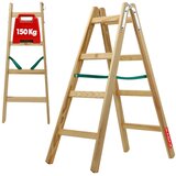 KADAX Gospodinjska lestev Lesena 4-stopenjska dvostranska slikarska lestev 150 kg, (5000346725) | Shoptok.si