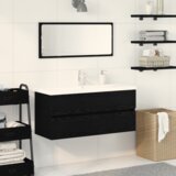 vidaXL Kupaonski ormar s ugrađenim umivaonikom, crni hrast, konstruirano drvo | shoptok.hr