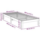 vidaXL Posteljni okvir brez vzmetnice rjava 80x200 cm trdna borovina | Shoptok.si