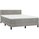  Krevet box spring s madracem LED svjetlosivi 140x200 cm baršun | shoptok.hr