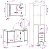  Set ormarića za kupaonicu 3 kom. Staro drvo 40 x 36 x 200 5 cm - Staro drvo Ormar s umivaonikom (3 vrata) + viseći ormar | shoptok.hr