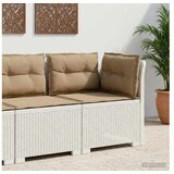 vidaXL Fotelja za jedan s Jastucima Izgled Ratan PP Bijela - Bijela Kutna sofa s taupe jastučićem i jastučićem za leđa | shoptok.hr