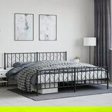 vidaXL Kovinski posteljni okvir z vzglavjem in vznožjem črn 200x200 cm | Shoptok.si