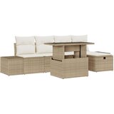  Set od 6 komada vrtnog kauča s jastučićima Bež poli ratan | shoptok.hr