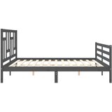  Okvir za krevet s uzglavljem sivi 200 x 200 cm od masivnog drva | shoptok.hr