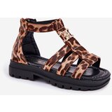 Boto Girls Gladiator Sandals With Gold Detail Panther Print Vesira | Shoptok.si