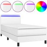 vidaXL Krevet box spring s madracem LED bijeli 90x190 cm umjetna koža | shoptok.hr