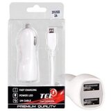  Auto Punjač za mobitel Tel1 2xUSB 2A WHITE + MicroUSB cable Cijene