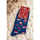 Kesi Men's Cotton Christmas Socks with Navy Blue Patterns