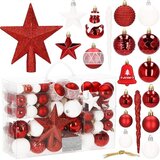 springos božične kroglice 104 kosov vklj. rdeč bel snežak zvezda konica okraski okraski za božično drevo, (21637793) | Shoptok.si
