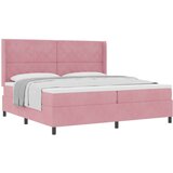 Box Postelja z vzmetnico Roza 200x200 cm Žamet, (22050644) | Shoptok.si