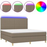  box spring s madracem LED smeđesivi 160x200 cm tkanina | shoptok.hr