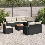  9-dijelni set vrtnih sofa s jastucima crni od poliratana Crna | Shoptok.si