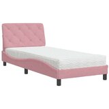 vidaXL Postelja z vzmetnico roza 90x190 cm žamet | Shoptok.si