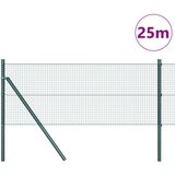 vidaXL Varjena žična ograja z 13 stebrički Zelena 0.6x25 m Jeklo | Shoptok.si