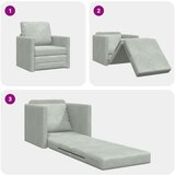 SOFA na ravnanju - Convertible Baršun 74x77x81 cm Svjetlosiva | shoptok.hr