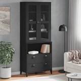  Visoka komoda VIKEN crna 80 x 40 x 200 cm od masivne borovine | Eponuda.ba