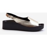 Zazoo 2893 Women's Leather Sandals on Thick Sole Gold | Shoptok.si