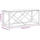  Stolić za kavu 110 x 45 x 45 cm od nehrđajućeg čelika i stakla | shoptok.hr