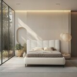 MID.YOU OBLAZINJENA POSTELJA 160 cm x 200 cm , les, tekstil, leseni material krem barve | Shoptok.si
