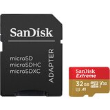 San Disk Extreme microSDHC 32GB + SD Adapter for Action Sports Cameras - 100MB/s A1 C10 V30 UHS-I U3 Cene