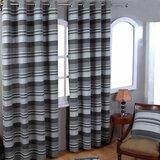 HOMESCAPES Cotton Morocco Striped Grey Curtain Pair, 165x183 cm Drop, (20749504) | Shoptok.si
