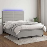 Box spring postelja z vzmetnico LED sv. siva 140x200 cm blago, (20789342) Cene