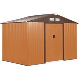 Outsunny vrtna lopa z dvojnimi drsnimi vrati iz jeklene pločevine, jeklena vrtna lopa, 277x195x192cm, rumena, (20753877) | Shoptok.si