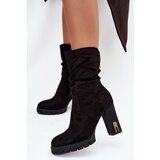 Boto Insulated Women's Ankle Boots on Heel with Gold Lock and Wrinkling Black Briannae | Shoptok.si