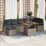 vidaXL Set od 8 dijelova vrtnih sofa s jastučićima Siva Poli Ratan | shoptok.hr