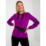 Fashion Hunters Purple formal blouse with tie belt Cene
