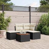 Maison Chic Seti vrtnega pohištva - Vrtna garnitura - Vrtni pohištvo set 5-delna z blazinami črn poli ratan, (21818411) | Shoptok.si