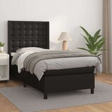  Box spring postelja z vzmetnico črn 100x200 cm umetno usnje, (20723919) Cene