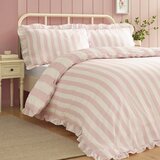 Catherine Lansfield Ružičasta 3-dijelna posteljina za bračni krevet 200x200 cm Seersucker Frill Stripe – | shoptok.hr